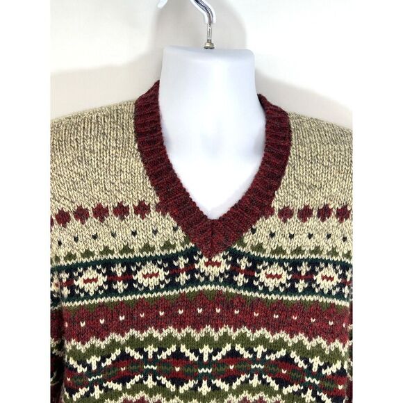 Vtg Abercrombie & Fitch Mens Nordic Fair Isle Sweater Size XL Chunky Knit Wool - Picture 3 of 14